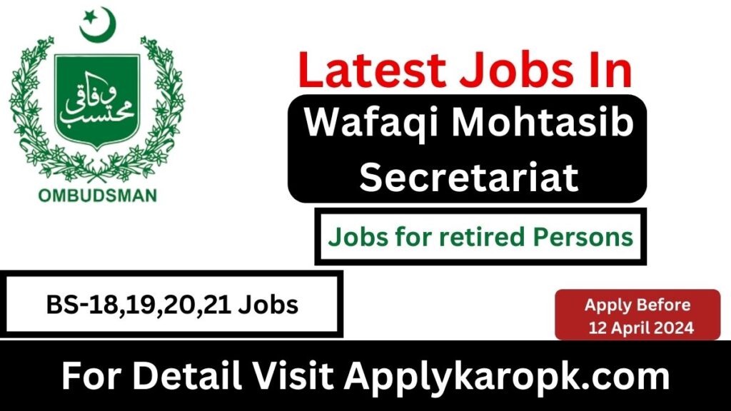 Wafaqi Mohtasib Secretariat jobs 2024

